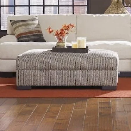 Contemporary Storage Ottoman with Block Feet